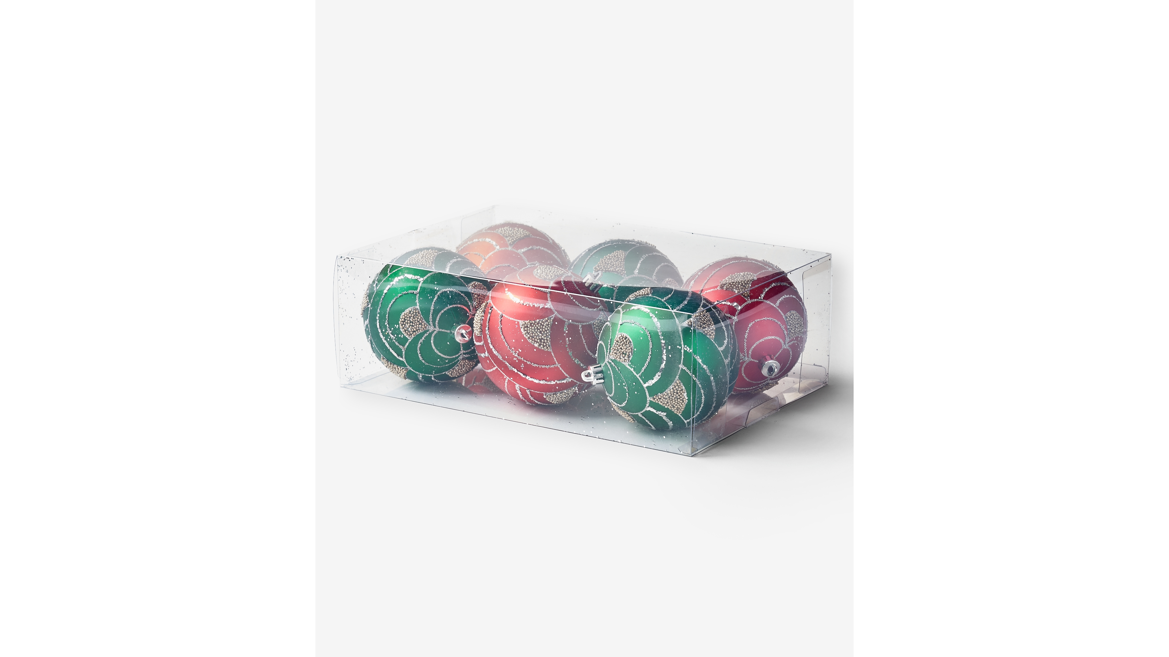 Holiday Lane Heritage Set of 6 Shatterproof Red and Green Glitter Ball Ornaments, Macy's Exclusive