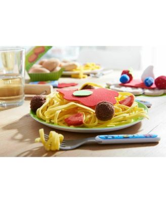 Soft Spaghetti and Meatballs with Plate Play Food Set - Pretend Play Kitchen Toy