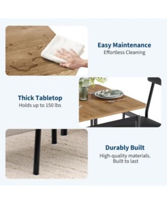 3-Piece Metal Frame Dining Table Set with 2 PU Upholstered Chairs