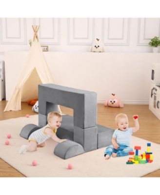 Kids Play Couch, 6Pcs Modular Kids Play Sofa for Playroom, Kids Modular Couch Toddler Foam Sofa, Kids Convertible Sofa with Removable Cover