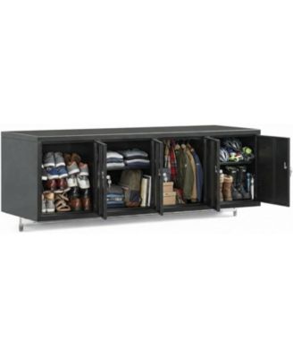 4-Door Metal Locker Cabinet for Employees, Wall-Mounted Storage Locker with Lock, Card Slot & Ventilation Holes, Heavy Duty Steel Lockers