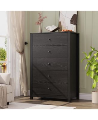Modern 5-Drawer Dresser, Simple Wooden Chest with Deep Drawers, Space-Saving Storage for Bedroom, Living Room, Hallway