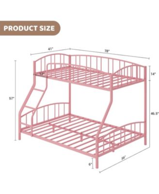 Twin Over Full Metal Bunk Bed with Ladder & Guardrail, Heavy Duty Steel Frame, Space Saving Bed for Kids