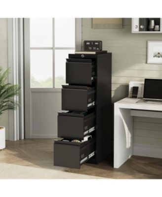 4 Drawer File Cabinet with Lock, Metal Filing Cabinets, Vertical Small Filing Cabinet Steel Lockable Storage Cabinets for Home Office