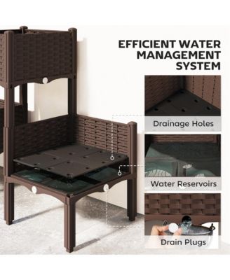 Plastic Raised Garden Bed with Legs, Self Watering Planter Boxes