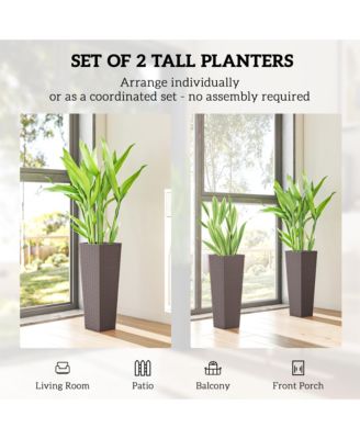 Set of 2 Tall Planters for Outdoor Plants