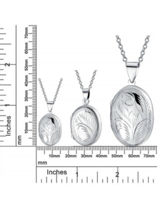 Vintage Style Floral Design Small Oval Shape Photo Locket Necklace Pendant Sterling Silver