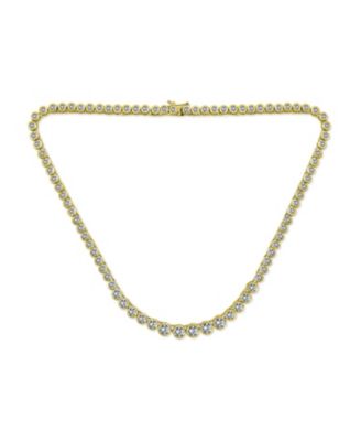 Cocktail Cubic Zirconia Bezel Set CZ Graduated Tennis Necklace Collar Silver Gold Plated