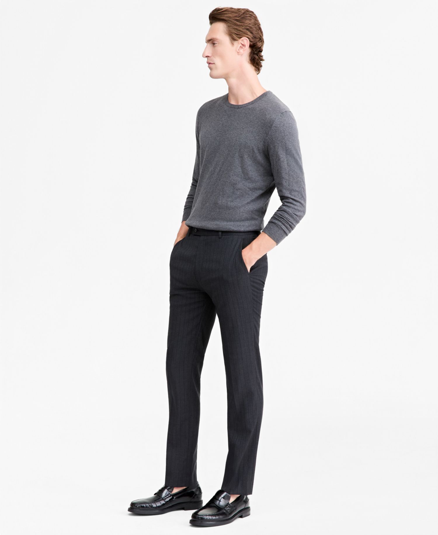 Men's Slim-Fit Wool-Blend Pinstripe Suit Pant