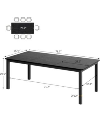 79" Industrial Kitchen Table with Metal Legs for 6, Waterproof Surface, Easy Assembly