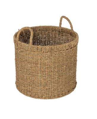 Round Seagrass Basket with Handles, Natural