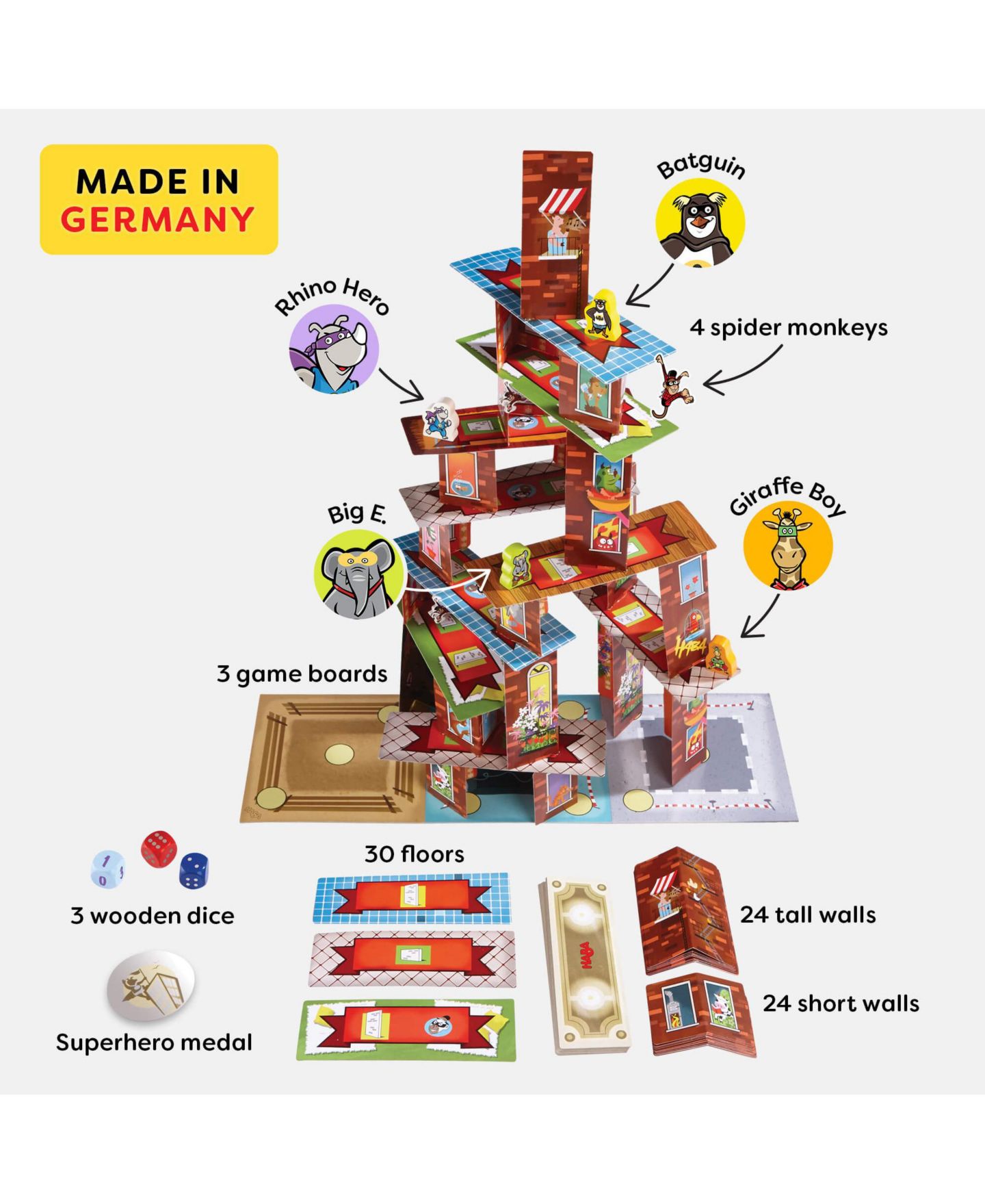 Детская настольная игра Haba Rhino Hero Super Battle 3D Stacking-Strategy Board Game, Ages 5+, цвет: Mutli — фото 8