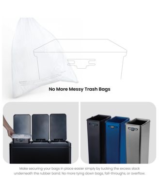 16 Gallon Stainless Steel Triple Trash and Recycling Can with Soft Close Lids and Step Pedals