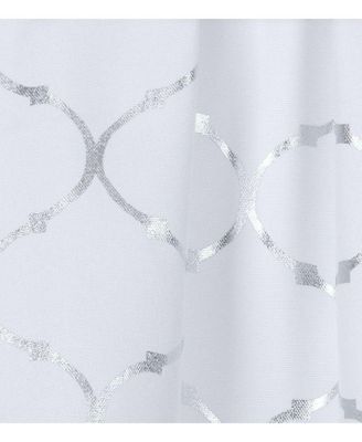 Living Metallic Foil Lattice Quatrefoil White and Silver Window Valance