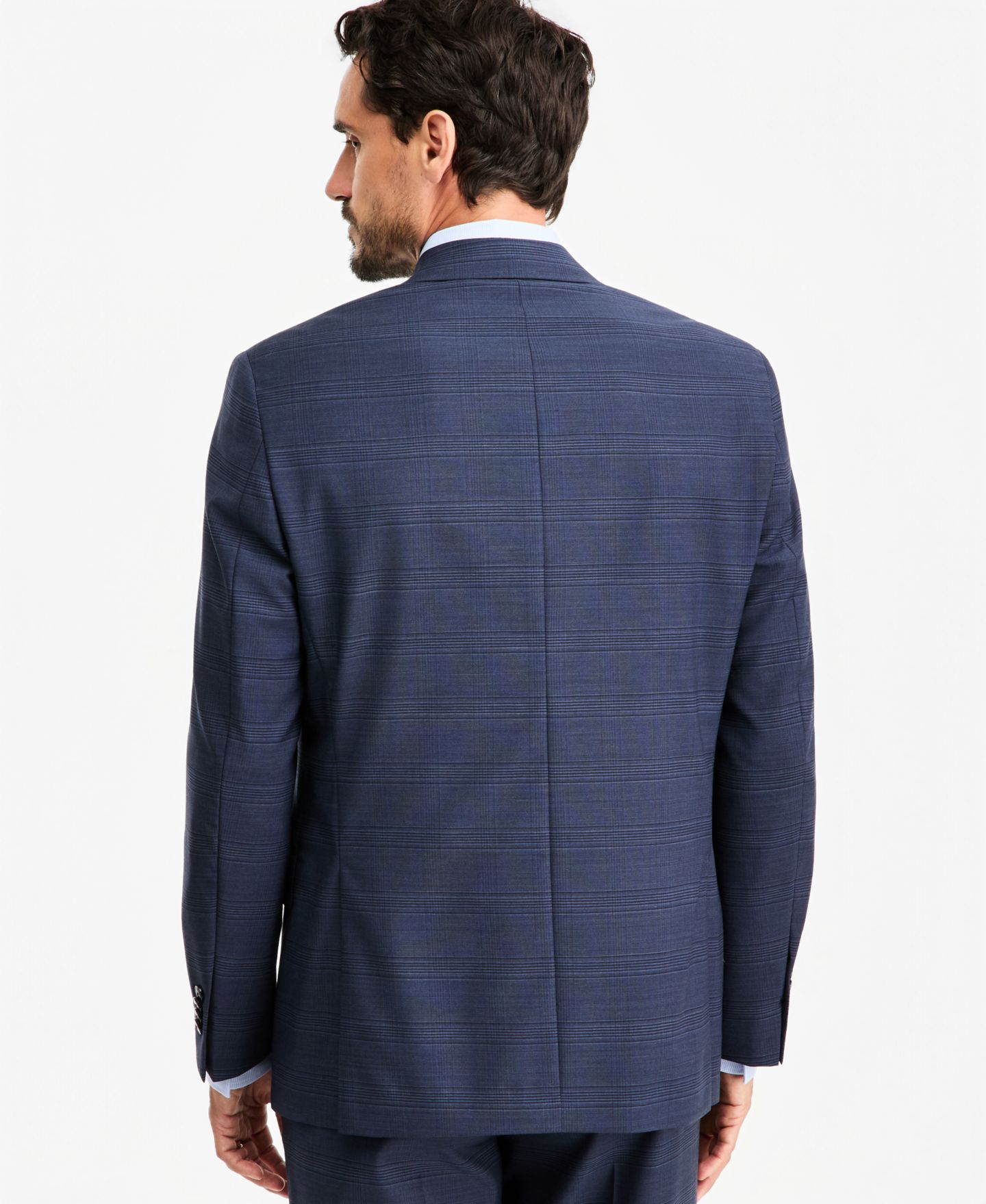 Мужская куртка Michael Kors Classic-Fit Wool-Blend Stretch Plaid Suit Separate, цвет: Синий клетчатый — фото 2