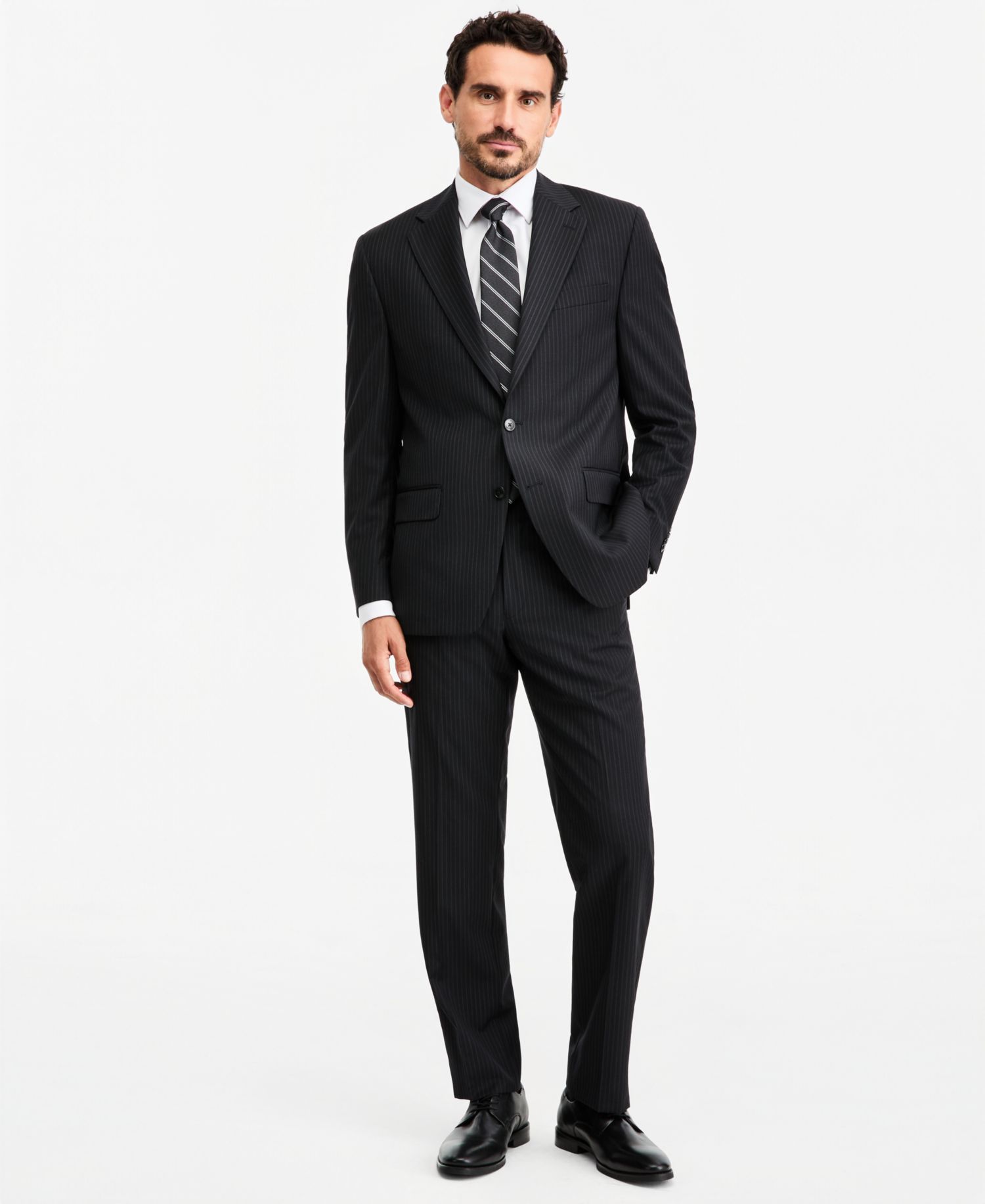 Men's Classic-Fit Pinstripe Wool-Blend Suit Separate Pants