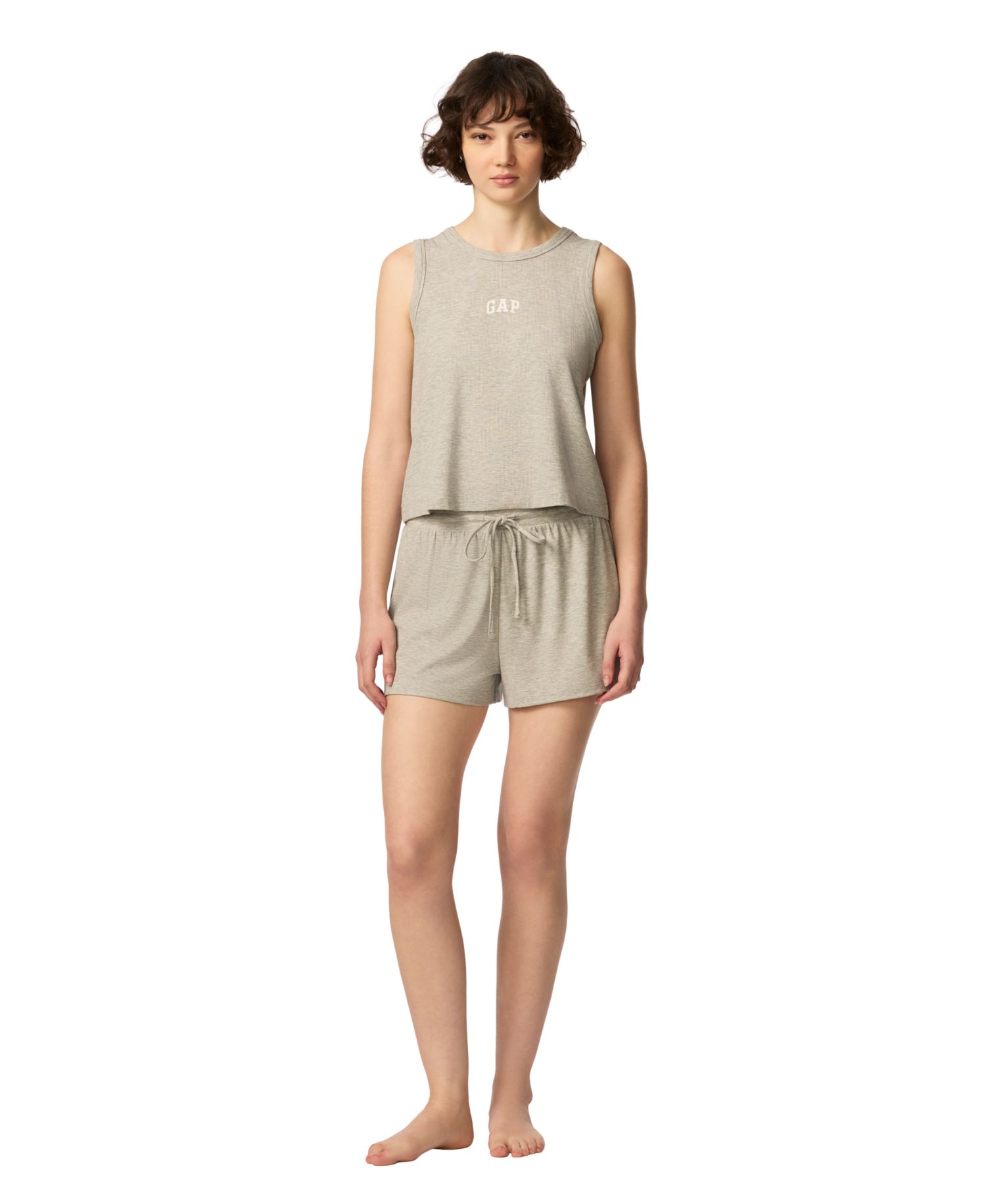Women's Ribbed Tank Top and Pull-On Shorts, 2-Piece Set