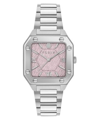 Women's Plein Edge Silver Stainless Steel Bracelet Watch, 34mm