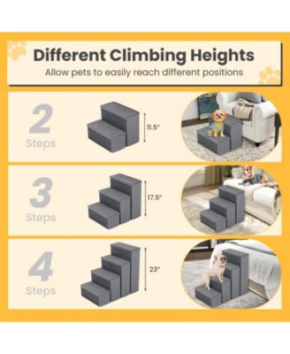 4-Step Dog Stairs w/Adjustable Steps for High Beds Sofas for Small and Medium Dogs
