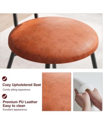 Set of 2 Rattan Dining Chairs, Modern Upholstered Kitchen Chairs with Solid Metal Legs, Thick Cushions, for Small Spaces