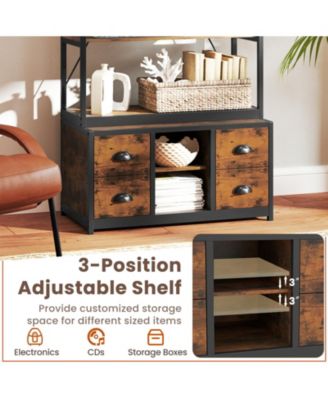 8 Tier Storage Bookshelf with Fabric Drawers and Metal Frame