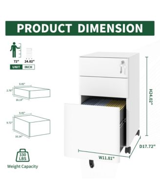 3-Drawer Metal File Cabinet with Lock on Wheels, Rolling Filing Cabinets for Home Office Organizer, Fit Legal/Letter/A4 Size