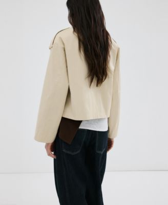 Women's Funnel-Neck Cropped Trench Coat