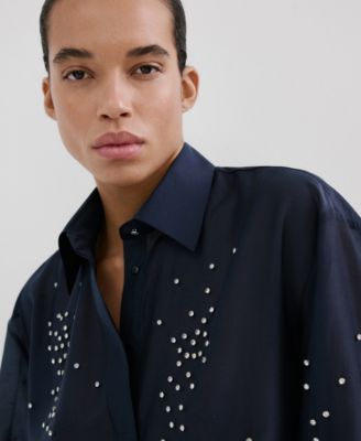 Women's Rhinestones Lyocell Shirt