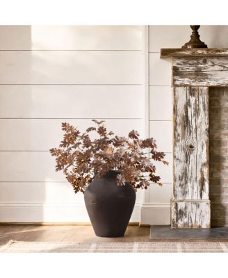 16" Brown Floor Vase, Cement Rustic Vases for Flowers, Large Vases for Decor Living Room, Decorative Flower Vase for Home Decor