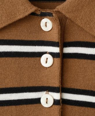 Women's Striped Polo-Neck Sweater