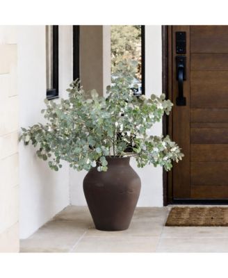 16" Brown Floor Vase, Cement Rustic Vases for Flowers, Large Vases for Decor Living Room, Decorative Flower Vase for Home Decor