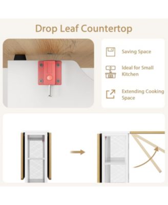 Folding Dining Table Drop Leaf Table for Small Spaces, Versatile Collapsible Dinner Kitchen Office Table with 2 Storage Racks