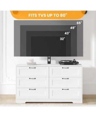 TV Stand with Mount and 6 Drawers Storage Fits TVs, Entertainment Center w/Height Adjustable Mount for Living Room