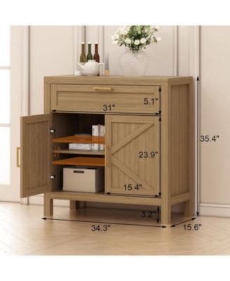 Buffet Sideboard Cabinet, Kitchen Storage with 1 Drawer and 2 Doors, Wood Coffee Bar with Adjustable Shelf