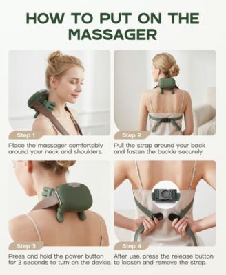 Cordless Neck and Shoulder Massager with Heat and Kneading 3 Massage Modes Deep Tissue Massage Pillow