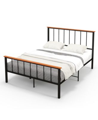 Metal Platform Bed Frame Mattress Foundation with Headboard Industrial