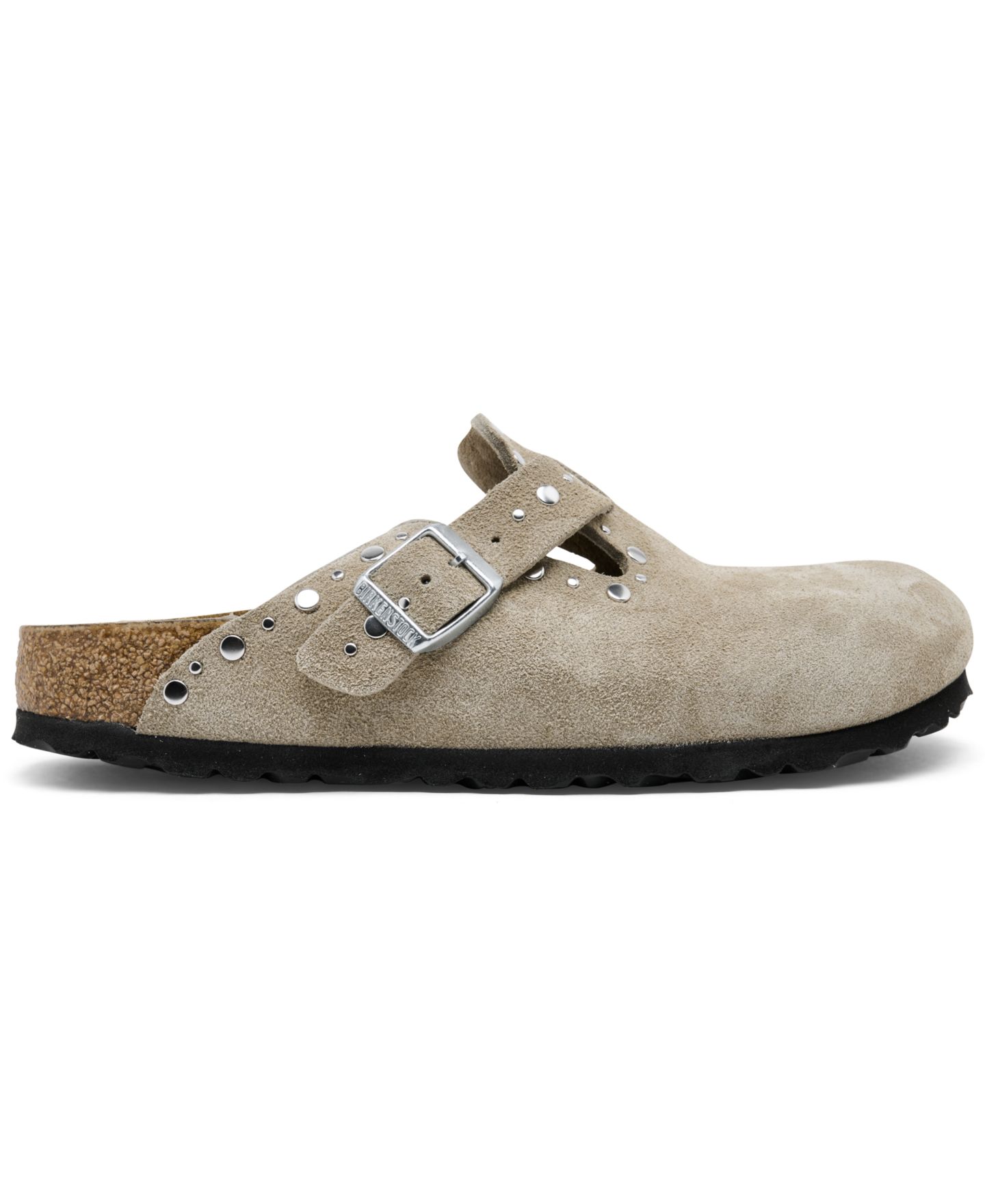 Женские сабо Birkenstock Boston Rivets Suede Leather, цвет: Серо-коричневый — фото 2