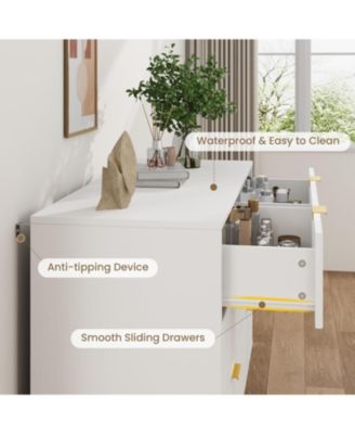 Fluted 6-Drawer Dresser, 39.4" Wide Modern Wooden Chest with Metal Handles, Clothes Storage Cabinet for Bedroom, Living Room, Hallway