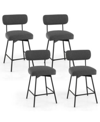 25 Inch 2-Piece Modern Upholstered Bar Stools with Back and Footrests