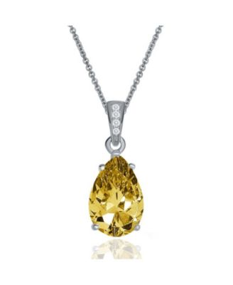 Radiant White Gold Plated Cubic Zirconia Pear Drop Necklace