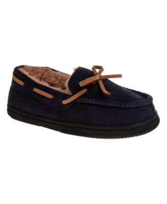Little Boys Moccasins Slippers Classic Fuzzy Lining Cozy Indoor/Outdoor Sole Slip On Comfort