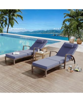 Patio Furniture Outdoor Wicker Chaise Lounge Chair with Arms
