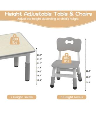 Kids Table and 6 Chairs Set, Height Adjustable Toddler Table and Chair Set, Graffiti Desktop