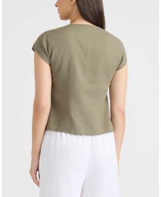 Women's Frilled Tie-Front Top