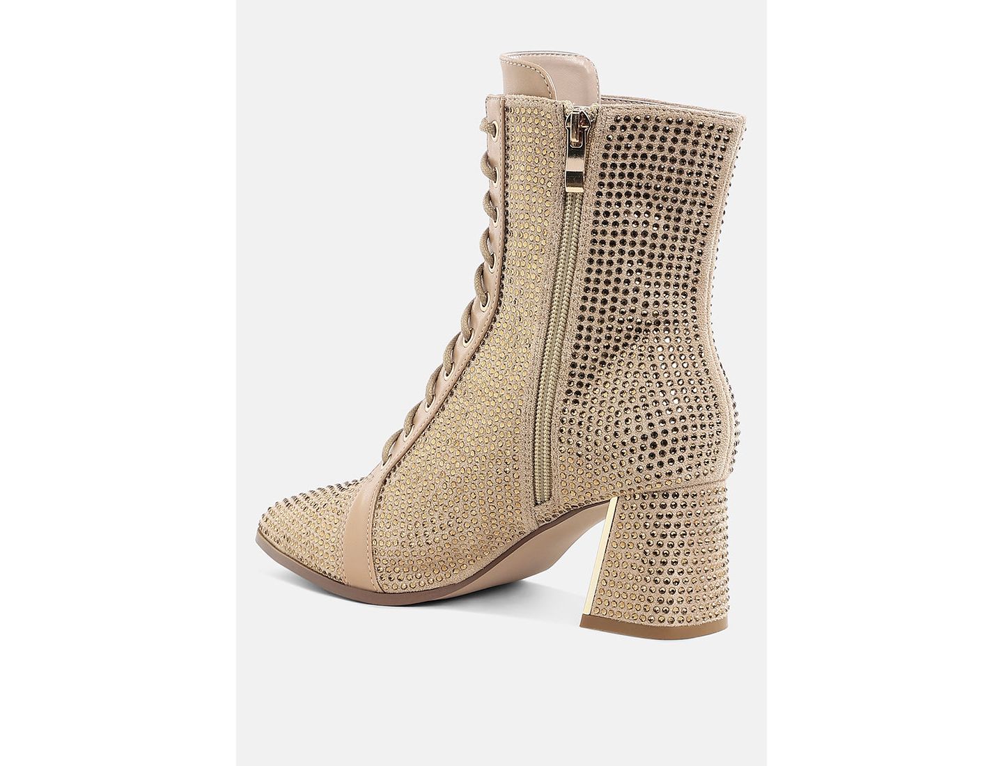 Женские ботинки London Rag Calla Rhinestone Embellished Ankle, цвет: Бежевый — фото 3