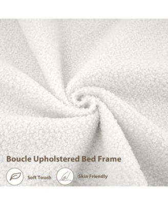 LED Bed Frame with 2-Tier Storage Headboard, Upholstered Platform Bed with Charging Station and Drawer, Metal Support, No Box Spring Needed