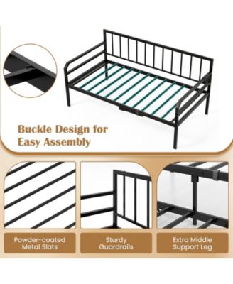 Adjustable Metal Daybed with Charging Station and LED Light