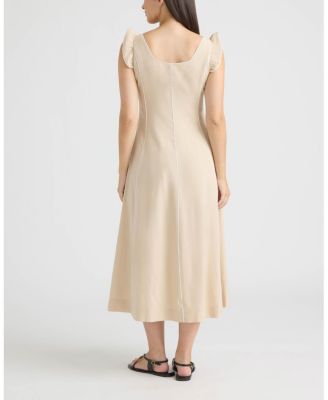 Women's Linen Dress with Contrast Pipping