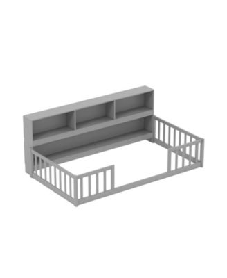 Twin Size Montessori Floor Bed with Bookcase Storage