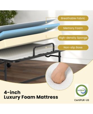 Twin Size Folding Bed with Memory Foam Mattress and Heavy-duty Metal Frame